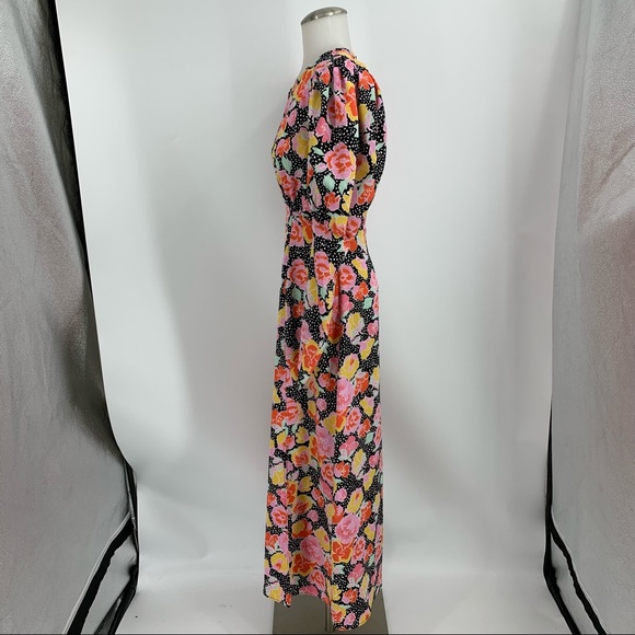 Topshop Multicolor Puff Sleeve Floral Midi Dress - Picture 14 of 16